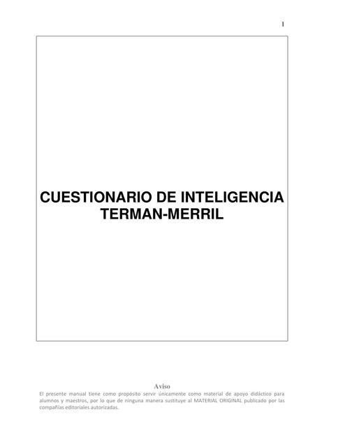 Cuestionario de inteligencia de Terman Merrill Test