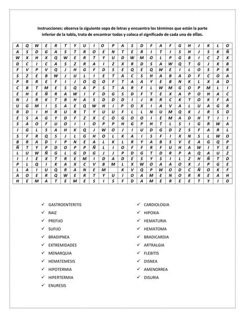 SOPA DE LETRAS TERMINOS MEDICOS