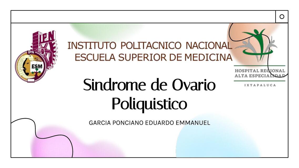  Síndrome de Ovario  Poliquístico