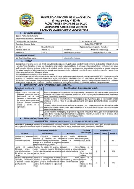 SILABO QUECHUA ENFERMERIA 1 1