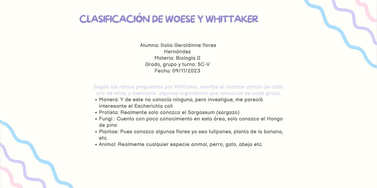 CLASIFICACIÓN DE WOESE Y WHITTAKER