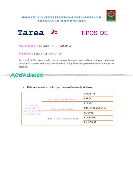 TIPOS DE MOVILIZACIÓN 