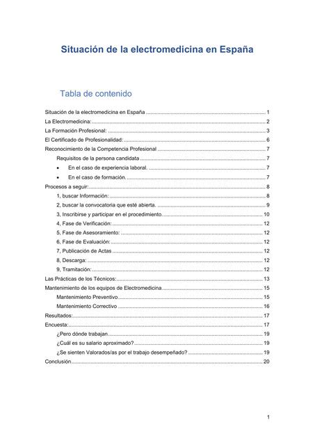 Situación de la electromedicina en España 1