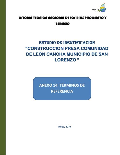 Términos de referencia para la elaboración del Tesa