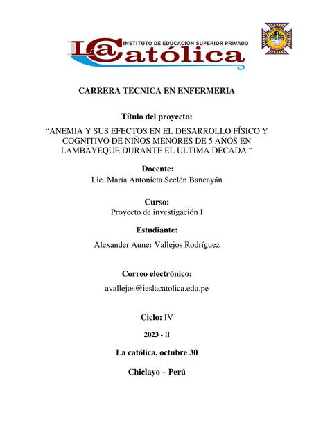 Anemia y sus Efectos en el Desarrollo Físico y Cognitivo 