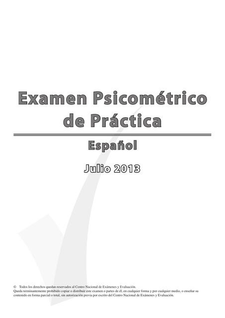 Examen psicométrico de práctica español