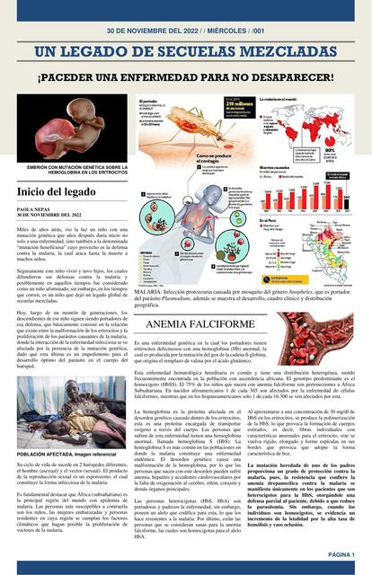 Anemia falciforme Artículo periodístico