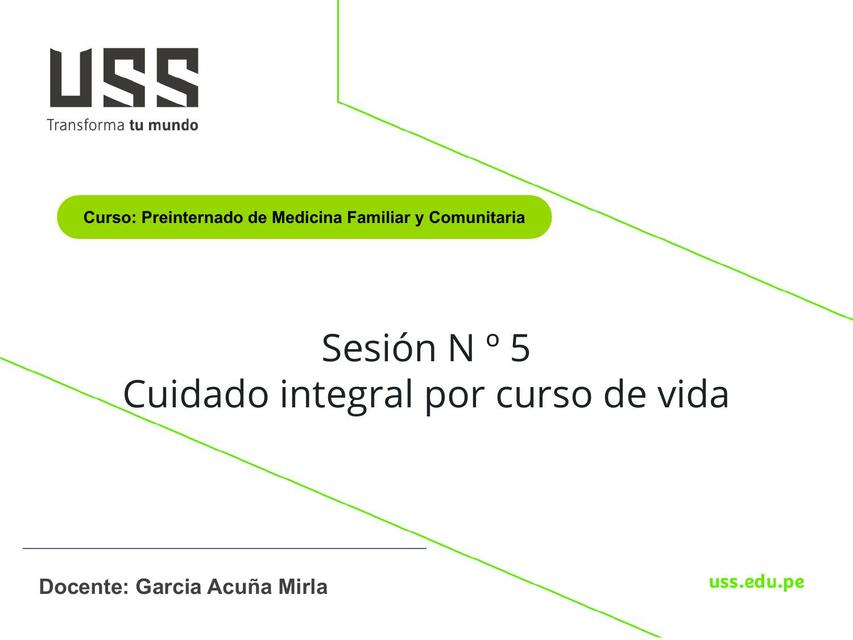 Sesión N º 5 Cuidado integral por curso de vida