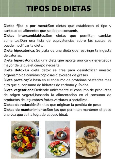 Tipos de Dietas