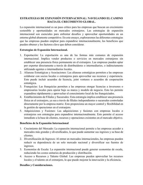 Estrategias de expansión internacional | Karla Y. Simental | uDocz