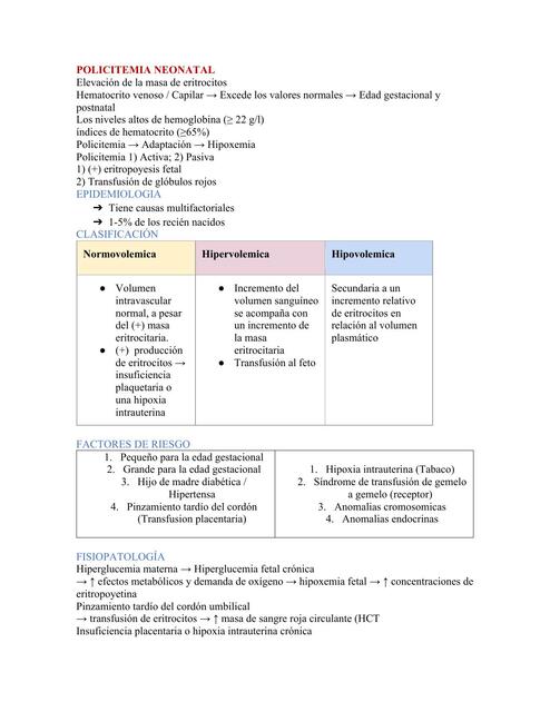 Policitemia Neonatal 