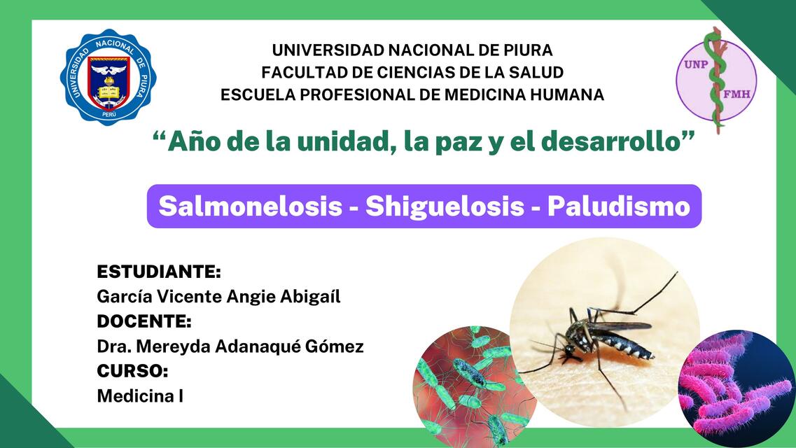 Salmonelosis - Shiguelosis - Paludismo