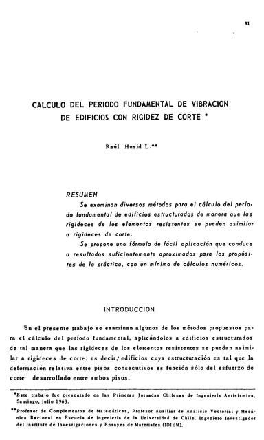 Cálculo del Periodo Fundamental de Vibración de Edificios con Rigidez de Corte 