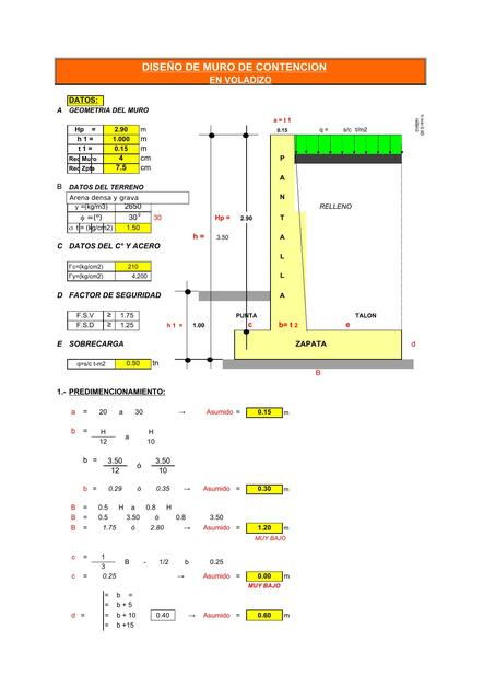 Hoja De Calculo De Muro De Contención En Voladizo Plantillas De Excel De Ingeniería Civil Udocz 8596