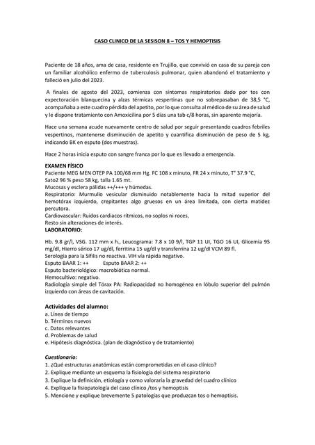 Caso Clínico 8 - Tos y Hemoptisis