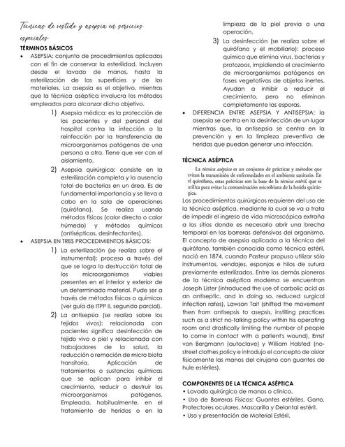 Técnicas de vestido y asepsia en servicios especial 