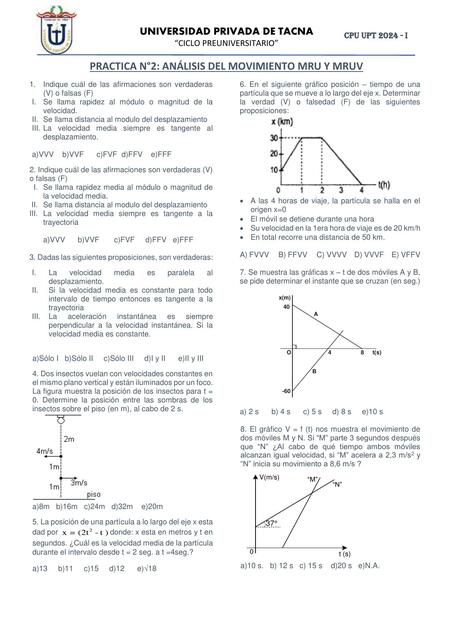 Práctica 2: Análisis del movimiento MRU y MRUV