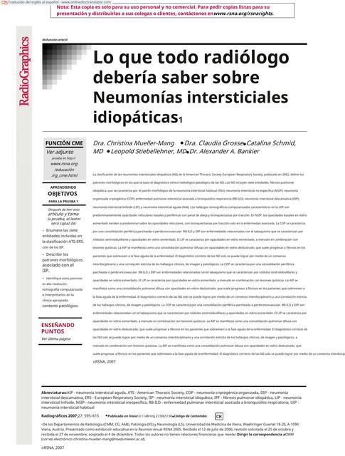 Lo Que Todo Radiólogo Debería Saber Sobre Neumonías Intersticiales ...