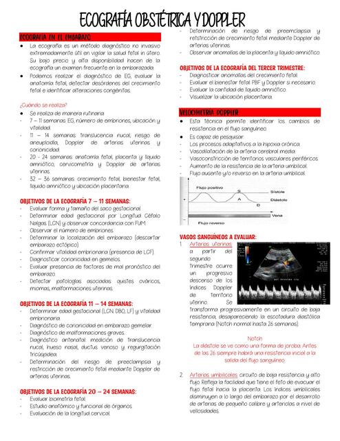 Ecografía obstétrica y Doppler