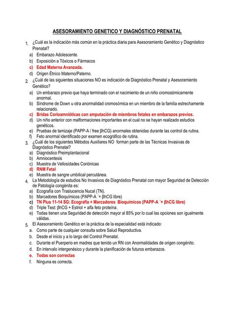 Preguntas de Diagnóstico Prenatal y Asesoramiento