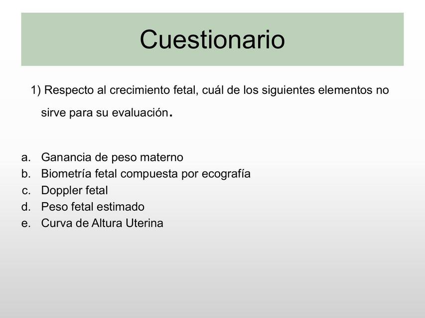 Cuestionario de Salud Fetal obstetricia