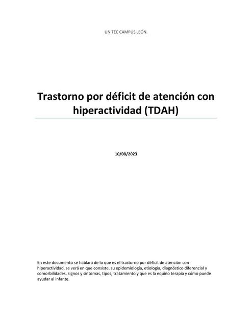 Trastorno por déficit de atención con hiperactividad(TDAH) 