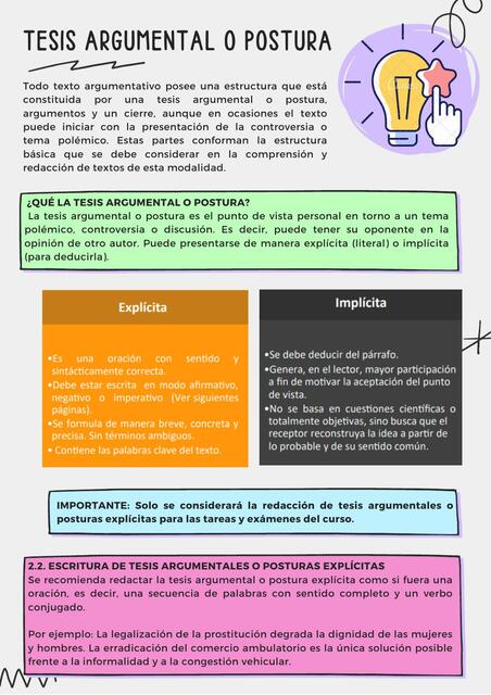 Tesis argumental o postura | Erica AF | uDocz