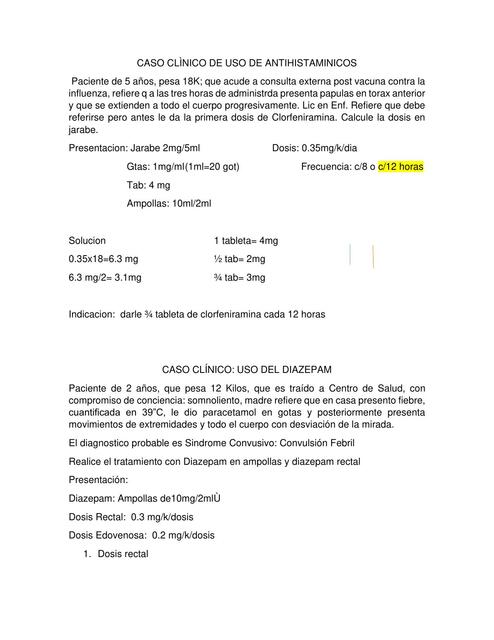 Caso Clínico de Uso de Antihistamínicos 