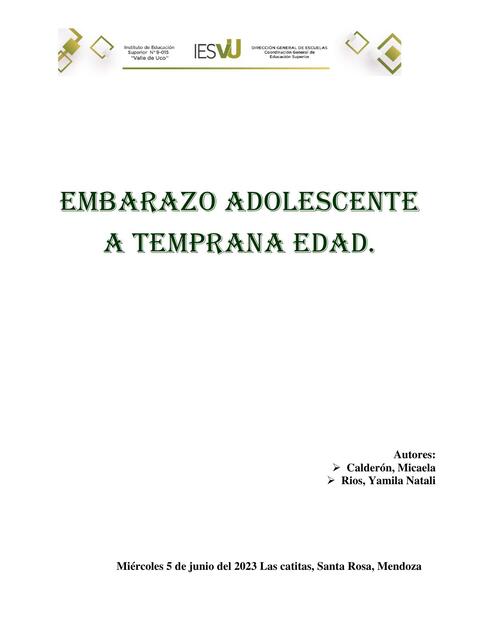 Embarazo adolescente a temprana edad