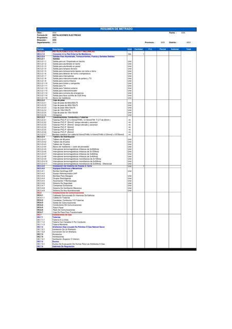 015 PLANILLA DE METRADO ESPECIALIDADINSTALACIONESELECTRICASII
