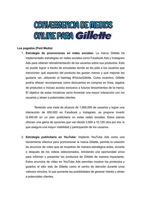 Convergencia de Medios Online (Gillette)