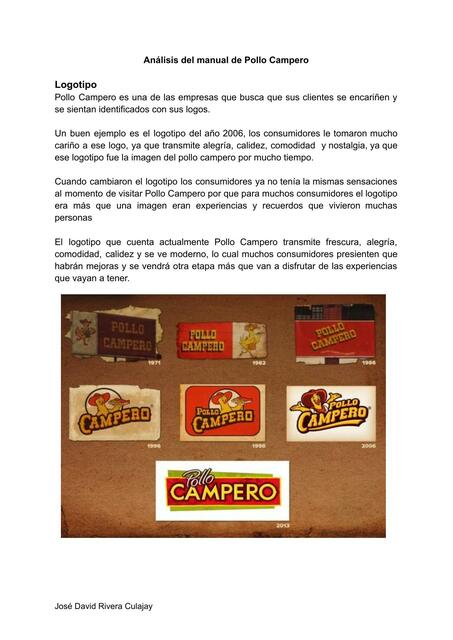 Análisis del manual Pollo Campero