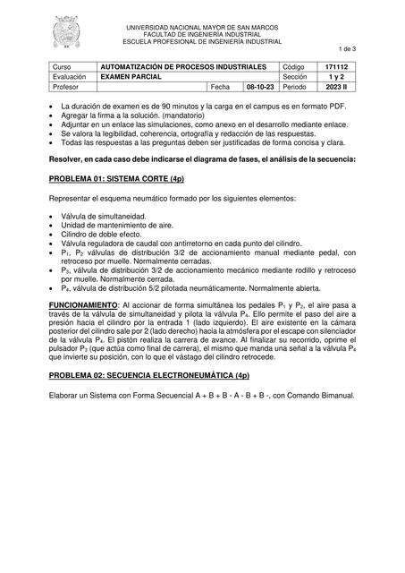 EXAMEN PARCIAL: AUTOMATIZACIÓN