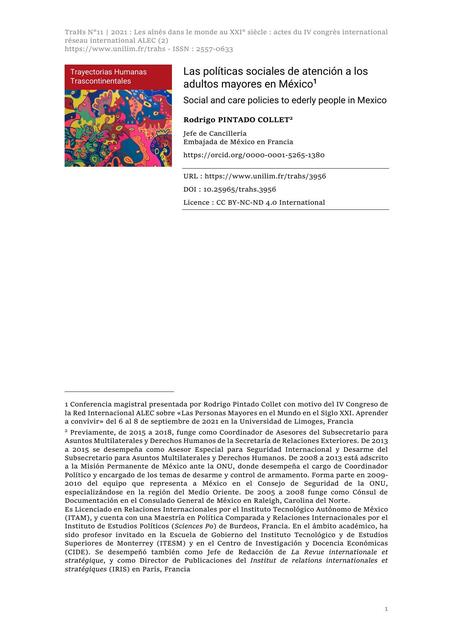 Las políticas sociales de atención a los adultos mayores en México