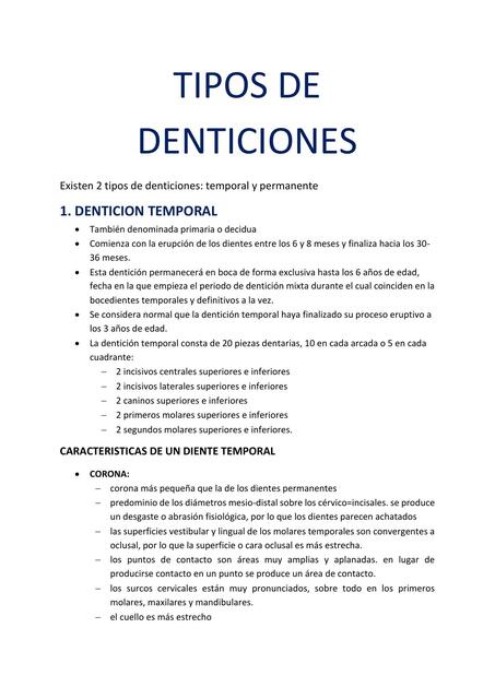 Tipos de denticiones 