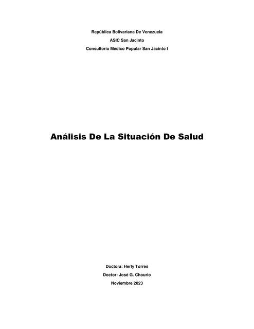 Análisis De La Situación De Salud 