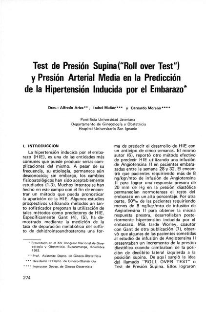 Test de presión supina y presión arterial media en la predicción de la hipertensión inducida por el embarazo