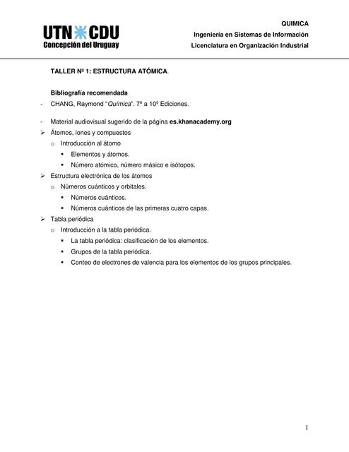 Ejercicios de química - Estructura Atómica