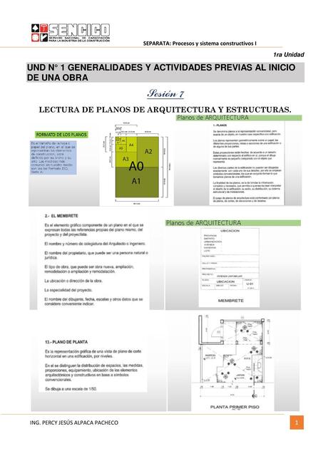 Lectura de plano de arquitectura y estructuras 