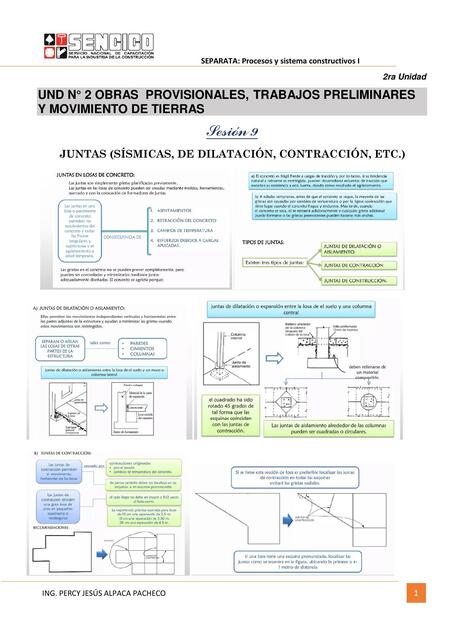 Juntas : sísmicas de dilatación, contracción  