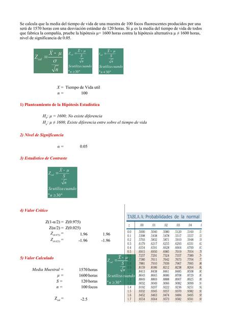 Ejercicios en Excel: Prueba de medias