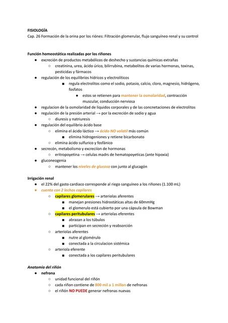 FISIO 15 Filtración glomerular flujo sanguíneo 