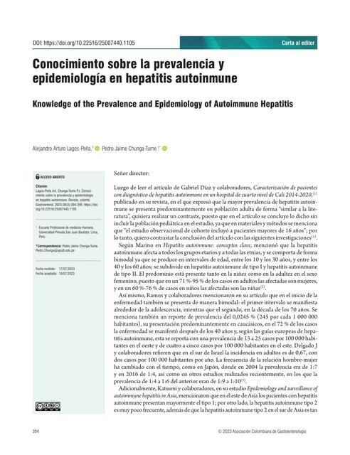 Conocimiento sobre prevalencia y epidemiologia en hepatitis autoinmune 