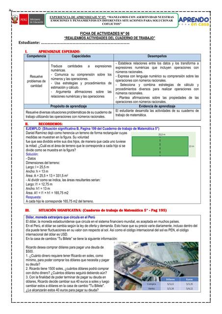 Ficha de actividades N° 6  