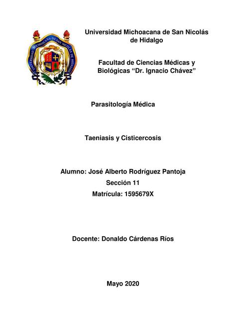  Taeniasis y Cisticercosis, Parasitología Humana 