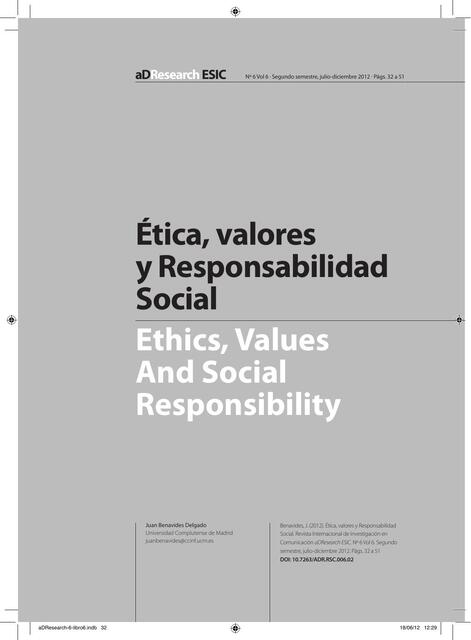 Ética, valores  y responsabilidad Social 