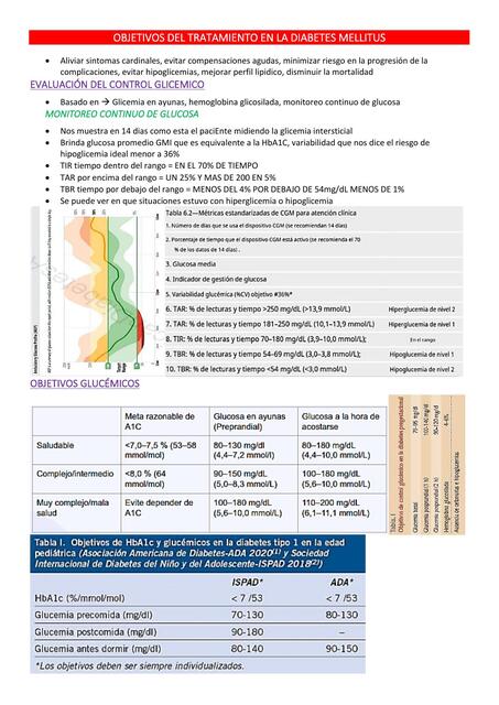 Objetivos  del tratamiento en la diabetes mellitus 