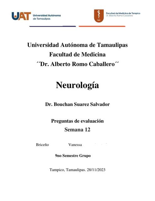 Preguntas de Evaluación Neurología 