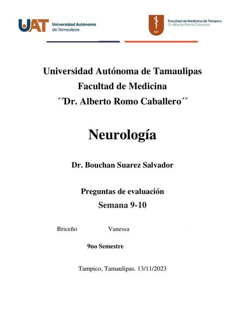 Preguntas de Evaluación Neurología S12