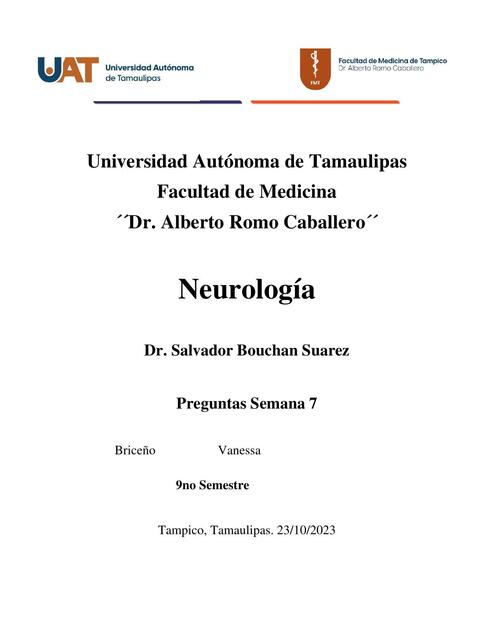 Preguntas de Evaluación Neurología 